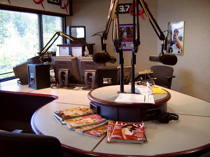 Podcast studio furniture — professional desk setup